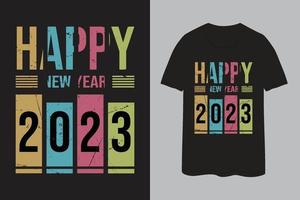 felice anno nuovo 2023 design t-shirt tipografica vettore