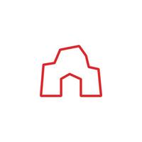 eps10 rosso vettore preistorico grotta casa linea arte icona isolato su bianca sfondo. pietra età schema simbolo nel un' semplice piatto di moda moderno stile per il tuo sito web disegno, logo, e mobile App