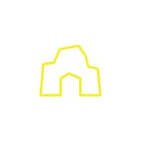 eps10 giallo vettore preistorico grotta casa linea arte icona isolato su bianca sfondo. pietra età schema simbolo nel un' semplice piatto di moda moderno stile per il tuo sito web disegno, logo, e mobile App