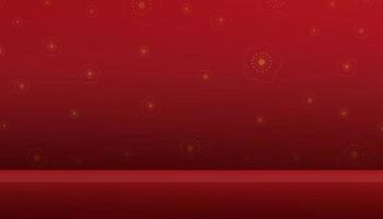 rosso sfondo 3d studio camera con ripiano, d'oro sakura su rosso lunare sfondo sfondo, vettore medio autunno Festival con asiatico arte stile per fondale tiro, prodotto presentazione, cinese nuovo anno