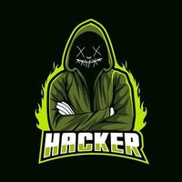 mascotte hacker per il logo di sport ed eSport vettore