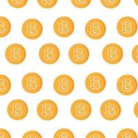 moderno modello con cartello bitcoin. oro, arancia e nero monete isolato su bianca sfondo. . vettore illustrazione