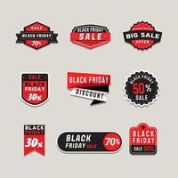 una raccolta di etichette di promozione della vendita del venerdì nero vettore