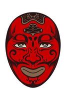 mano disegnato rosso giapponese tradizionale maschera isolato su bianca sfondo. vettore