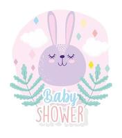 carta di invito baby shower con simpatico coniglietto vettore