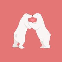vettore illustrazione con 2 adorabile divertente polare orso bacio. contento San Valentino giorno carta o invito. polare orso cartone animato personaggio amore concetto. io amore voi.