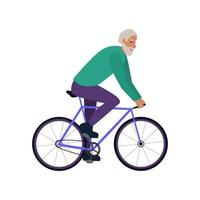uomo, attivo pensionati cavalcata biciclette nel parco o città vettore