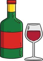 bicchiere e vino cartone animato colorato clipart vettore