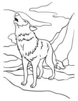 Pagina da colorare di animali lupo per bambini vettore