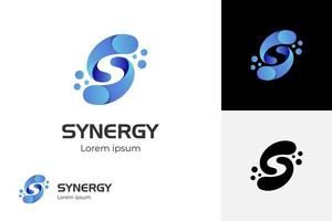 astratto lettera S logo design con punto cerchio molecola design concetto. universale colorato blu tecnologia, biotecnologia logo design vettore