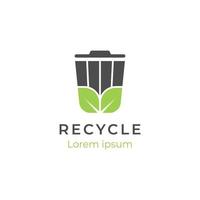 riciclare spazzatura logo design per riutilizzare, ambiente. riciclare bidone foglia biologico logo icona biologico vettore