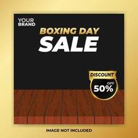 boxe giorno sociale media inviare modello con Marrone legna palcoscenico e sconto etichetta nero Venerdì e contento nuovo anno abbronzatura blu sfondo celebrazione stile vettore