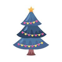 blu Natale pino albero con luci vettore