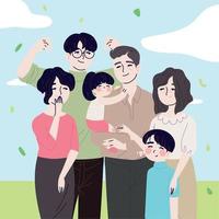 coreano famiglia nel il parco vettore