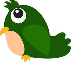 carino poco verde pappagallo, illustrazione, vettore su bianca sfondo
