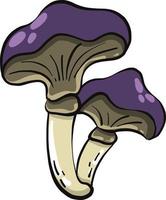 Due viola funghi, illustrazione, vettore su un' bianca sfondo.