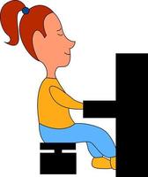 ragazza giocando pianoforte, illustrazione, vettore su bianca sfondo.