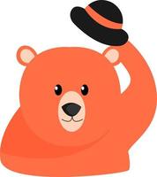 orso con cappello, illustrazione, vettore su bianca sfondo.