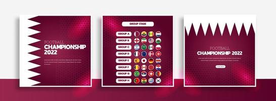 calcio torneo sociale media inviare bandiera modello, calcio tazza, sfondo design modello, vettore illustrazione, 2022