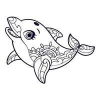delfino cartone animato mandala arti isolato su bianca sfondo vettore