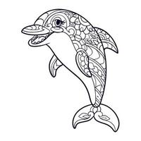 delfino cartone animato mandala arti isolato su bianca sfondo vettore