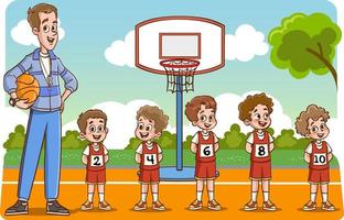 vettore illustrazione di bambini pallacanestro squadra