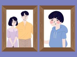 genitori e figlio famiglia Corea immagini vettore