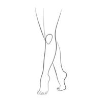 femmina gambe, linea arte, uno linea disegno. elegante illustrazione vettore
