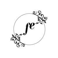 iniziale fe logo monogramma lettera femminile eleganza vettore