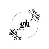iniziale gh logo monogramma lettera femminile eleganza vettore