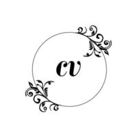 iniziale CV logo monogramma lettera femminile eleganza vettore