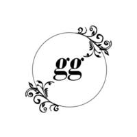 iniziale gg logo monogramma lettera femminile eleganza vettore