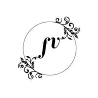 iniziale fv logo monogramma lettera femminile eleganza vettore