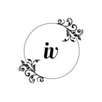 iniziale iv logo monogramma lettera femminile eleganza vettore