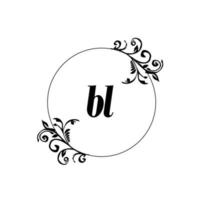 iniziale bl logo monogramma lettera femminile eleganza vettore