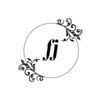 iniziale fj logo monogramma lettera femminile eleganza vettore