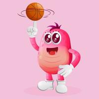 carino rosa mostro giocando pallacanestro, freestyle con palla vettore