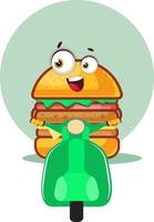 hamburger è equitazione un' moto, illustrazione, vettore su bianca sfondo.