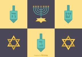 Icone di Hanukkah piatte vettoriali gratis