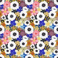 vettore senza soluzione di continuità modello con bianca petalo anemone primavera fiore fiore, illustrazione astratto flora disegno su blu sfondo per moda tessuto tessile stampa, sfondo e carta involucro