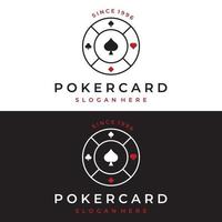 Vintage ▾ casinò poker asso design logo, diamanti, cuori e picche. poker club logo, torneo, gioco d'azzardo gioco, simbolo 777. vettore