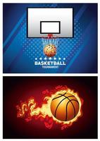 set di banner del torneo di basket vettore