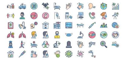 collezione di icone relazionato per igiene e covid virus, Compreso icone piace ambulanza, antisettico, pulizia, tosse e di più. vettore illustrazioni, pixel Perfetto impostato