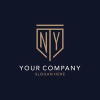 NY iniziale logo monogramma con semplice lusso scudo icona design vettore