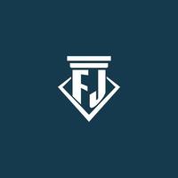 fj iniziale monogramma logo per legge ditta, avvocato o avvocato con pilastro icona design vettore
