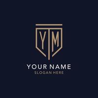 ym iniziale logo monogramma con semplice lusso scudo icona design vettore