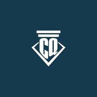cq iniziale monogramma logo per legge ditta, avvocato o avvocato con pilastro icona design vettore