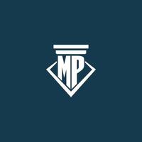 mp iniziale monogramma logo per legge ditta, avvocato o avvocato con pilastro icona design vettore