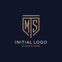 SM iniziale logo monogramma con semplice lusso scudo icona design vettore
