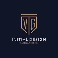 vg iniziale logo monogramma con semplice lusso scudo icona design vettore